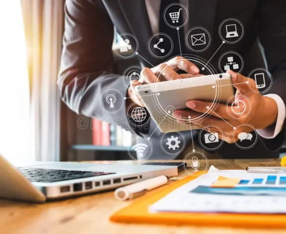 digital-marketing-media-globe-shape-business-business-man-hand-working-laptop-computer-tablet-smart-phone-office-132113579